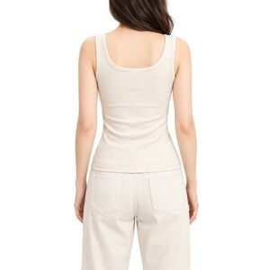 Débardeur blanc personnalisé à boutons pour femme, en coton, col rond, sans manches, coupe ajustée, décontracté, pour l'été, à superposer - Product Image 3