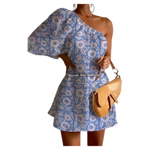 Nuevo Vestido Corto de Fiesta 2026 con Hombro Descubierto y Manga Abullonada, Vestido Sexy Asimétrico con Hombro Descubierto y Manga Abullonada para Mujer, Diseño Exclusivo - Product Image 3