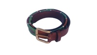 Ceinture de polo en cuir de vachette brodé de haute qualité, avec boucle en alliage d'étain, ceintures de luxe d'Argentine