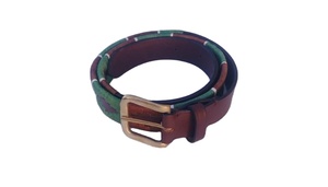 Ceinture de polo argentine brodée en cuir de qualité supérieure Ceintures en cuir de luxe à boucle en étain - Product Image 4