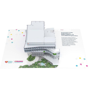 Carte pop-up 3D personnalisée sur le thème de l'architecture de l'hôpital pour enfants Nicklaus avec enveloppe, carte de vœux faite à la main, fabricant ODM/OEM au Vietnam - Product Image 1