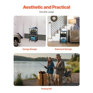 Organizzatore Mobile per Interni/Garage, Porta Canne da Pesca con 10 Aste, Supporto per Attrezzatura da Pesca in Plastica Resistente con Ruote Facili da Spostare - Product Image 3