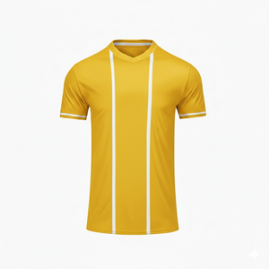 Camiseta de Fútbol Amarilla de Manga Corta para Hombre, Cuello en V, Absorbe la Humedad, Diseño a Rayas de Poliéster, Ropa Deportiva para Todas las Temporadas - Product Image 1