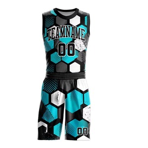 Conjunto de Uniforme de Baloncesto Personalizado con Diseño de Panal Hexagonal, Sublimación con Estampado Geométrico, Ropa Deportiva Transpirable para Hombre - Product Image 3