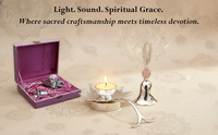 Ensemble de clochettes Diya en argent allemand de qualité supérieure |   Lampe à huile décorative IBS Deepak, finition polie et revêtement en poudre, 2-10 cm, pour Diwali Puja, personnalisable