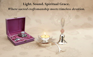 Premium German <b>Silver</b> Lotus Diya with Bell Set | Polished Decorative Oil <b>Lamp</b> Deepak for Diwali Puja - Product Image 5
