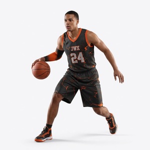 Conjunto de Uniforme de Baloncesto Personalizado para Hombre, Diseño de Patrón Agrietado en Negro y Naranja, Impresión por Sublimación, Poliéster Transpirable, Talla Adulto - Product Image 2