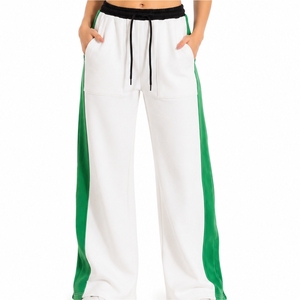 Pantalones Deportivos de Pierna Ancha para Mujer, Moda Deportiva, Corte Holgado, Tela Suave y Cómoda de Primera Calidad, Franja Lateral, Uso Diario, Tendencia Urbana, Corte Relajado - Product Image 1