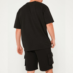 Ensemble T-shirt et short pour homme de haute qualité en coton biologique, T-shirt oversize à col rond et épaules tombantes, survêtement pour homme - Product Image 4