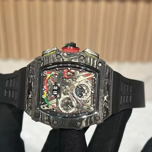 Reloj mecánico hueco de acero inoxidable con correa de caucho y logotipo personalizado de alta calidad, resistente al agua, deportivo, de moda, para hombre. - Product Image 4