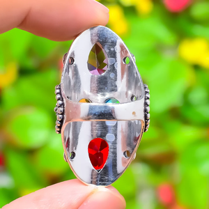 Designer Red Garnet Silver <b>Ring</b> 925 Sterling Silver Handmade Gemstone Jewelry Elegant <b>Statement</b> <b>Ring</b> for Women Gift - Product Image 3