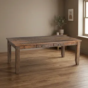 Mesa de Centro de Madera Rústica con 2 Cajones, Mesa Rectangular de Madera Sólida para Sala de Estar - Product Image 3