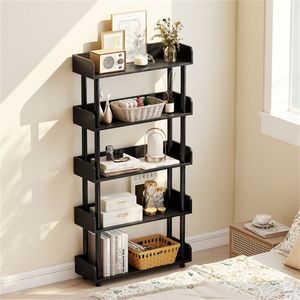 Libreria Aperta a 5 Ripiani con Gambe Rialzate e Finitura Nera per Ufficio Domestico e Librerie per Bambini - Product Image 5
