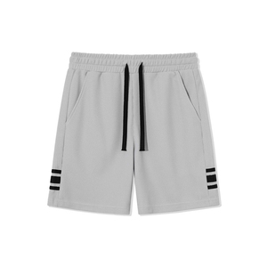 Shorts tissés gris clair pour homme, taille mi-haute, style décontracté, rayures latérales, respirant, 100 % coton, séchage rapide, été - Product Image 1