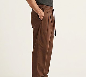 Pantalon en coton marron à jambes larges pour hommes, taille élastique, cordon de serrage, coupe ample décontractée avec poches latérales, vêtements d'automne - Product Image 5