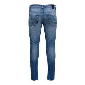 HAMIO SPORTS Jean en denim délavé coupe droite taille basse pour homme, en coton bleu, idéal pour l'automne - Product Image 4