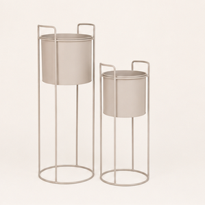 Jardinière en métal minimaliste avec support sur pied haut, pot de fleurs en fer de luxe pour la décoration intérieure moderne, hôtels et salons - Product Image 5