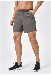 Shorts écologiques respirants et légers pour le sport, l'entraînement, la remise en forme, la course à pied, shorts de sport pour hommes, couleur marron uni - Product Image 3