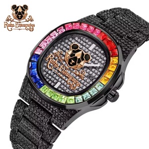 Montre mécanique vintage de luxe en diamant moissanite de qualité supérieure, unisexe, style hip-hop, analogique, verre, bracelet en acier inoxydable - Product Image 2