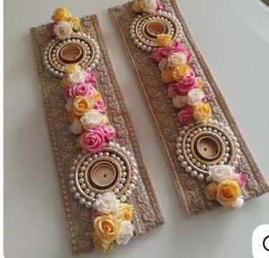 Luxury Handmade Floral Pearl <b>Tealight</b> Candle <b>Holder</b> Set Elegant Decorative Wall Hanging Diya Stand Wedding Decor Candle <b>Holder</b> - Product Image 3