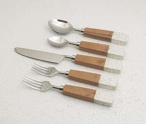Ensemble de couverts en acier inoxydable avec manche en bois et résine pour restaurant au meilleur prix - Product Image 5