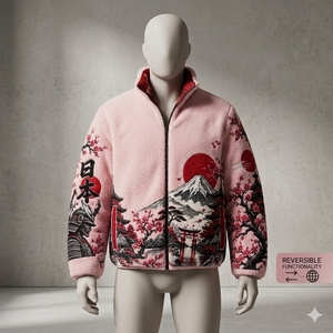 Veste en polaire sherpa pour homme de haute qualité, style fermeture éclair, design personnalisé, respirante, manches longues, veste sherpa pour l'Halloween, pour l'hiver - Product Image 1