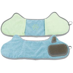 Bryer 2-in-1 Microfiber Pet Grooming <b>Towel</b> and Brush <b>Hand</b>-Inserted for Easier Use - Product Image 1