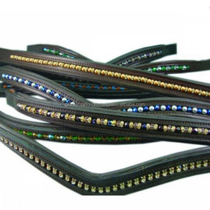 Diseño personalizado hecho a mano en todas las formas, cristales, perlas de diamantes de imitación, banda decorativa para cejas de caballo de cuero genuino para brida - Product Image 2