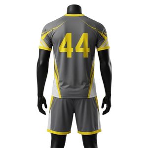 Unisex Gray Yellow Sublimated Lacrosse Uniform <b>Set</b> Lightweight Polyester Sports Jersey Shorts Reversible Match Wear Clothing - Product Image 2