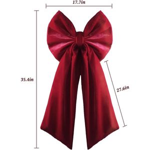 Lazo Grande de Terciopelo Rojo de 36x18 Pulgadas para la Punta del Árbol de Navidad, Lazos de Regalo Color Borgoña, Decoraciones Navideñas y Lazos para Navidad - Product Image 2