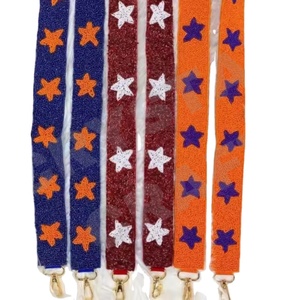 STAR Beaded Purse Strap Customized White Gold Seed Bead Bag Straps Customized Beaded Strap for Bags - Product Image 1
