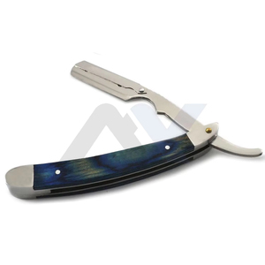Professional Barber Straight Razor for Fade Styling Multi Wood Heavy Steel Handle <b>Single</b> Edge Curved Folding Shaving Razor Custo - Product Image 1