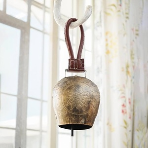 Brass Cow <b>Bell</b> Gold Plated Polished Antique Style Ringing <b>Bell</b> for Temple Home Meditation Decor - Product Image 2