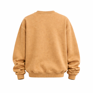 New Design Custom Logo Women Cotton <b>Sweatshirt</b> Light Brown Crew Neck Oversized Pullover Soft Fleece Casual Winter Fashionwear - Product Image 4