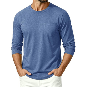 Chemises à manches longues unies OEM en gros, chemises décontractées à manches longues, t-shirts à manches longues personnalisés pour hommes - Product Image 6