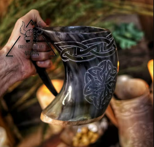 Taza de cuerno para beber auténtica vikinga, calidad Premium, pulido Natural, decoración religiosa de Navidad, recuerdo indio orgánico - Product Image 1