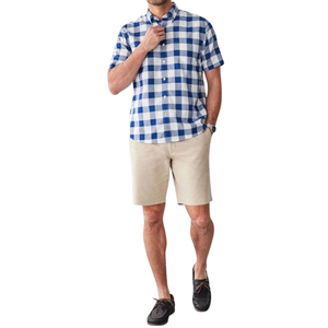 เสื้อเชิ้ตแขนสั้นลายตารางหมากรุกสำหรับผู้ชาย ผ้าฝ้ายทอลายสก็อต สวมใส่สบาย น้ำหนักเบา ระบายอากาศได้ดี เหมาะสำหรับฤดูร้อน รับผลิตแบบ OEM ODM ขายส่ง คอตั้ง - Product Image 4