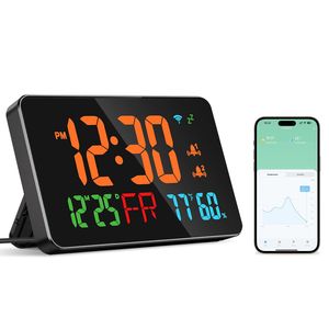 Orologio da Tavolo Smart WiFi con Sensore di Luce Automatico, Orologio Digitale LED, 2 Impostazioni di Allarme, 4 Livelli di Luminosità, Display Temperatura e Umidità - Product Image 1