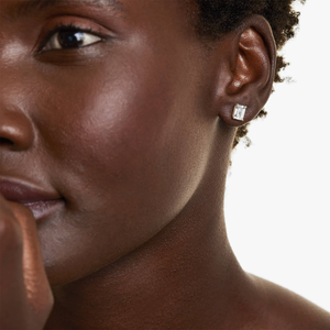 Boucles d'oreilles clous en argent sterling 925 avec diamant Moissanite taille émeraude VVS1 couleur D, bijoux fins étincelants pour femmes et hommes, cadeau de fête - Product Image 4