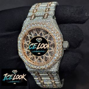 นาฬิกาข้อมือกลไก Ice Look ขนาด 40 มม. กระจกแซฟไฟร์ ขอบตัวเรือนสีโรสโกลด์ สายสแตนเลสสตีล หน้าปัดแสดงวันที่อัตโนมัติ เครื่องประดับสำหรับออกงาน - Product Image 3