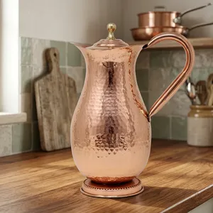Jarra de Agua de Cobre Puro de Alta Calidad con Asa de Latón, Diseño Tradicional para el Hogar, Cocina, Hotel, Restaurante y Uso en la Comedor - Product Image 1