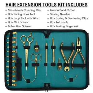 Kit d'outils professionnels pour extensions capillaires en acier inoxydable de qualité chirurgicale, comprenant une pince à sertir plate, un outil à boucle et un fil pour perruque - Product Image 6