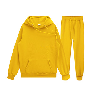 Ensemble sweat-shirt et pantalon de survêtement pour homme, 16 couleurs, logo personnalisé, hiver, tricot, broderie/teinture unie, polyester/coton - Product Image 4