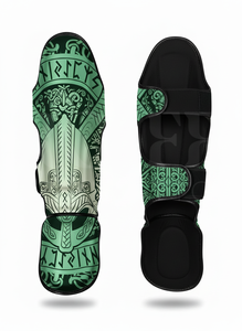 Protège-tibias en cuir PU pleine couverture pour Muay Thai et Kickboxing – Équipement de protection personnalisé pour l'entraînement et le sparring en arts martiaux et MMA - Product Image 5