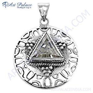 Colgante de Plata de Diseño Art Palace con Cristal Triangular y Dijes de Cristal Inspirados en Gemas - Product Image 2