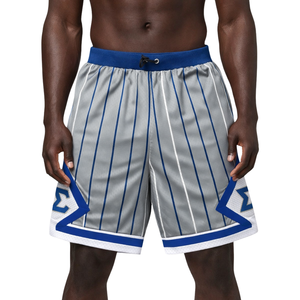 Pantalones Cortos de Baloncesto de Malla Gruesa con Rayas Grises Phi Beta Sigma para Hombre, Transpirables, Ajuste Atlético, Ropa Deportiva de Fraternidad Griega - Product Image 1