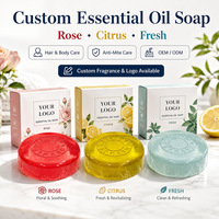 Sabun Batang Minyak Esensial Label Pribadi Aroma Kustom Mawar Jeruk Segar untuk Rambut dan Tubuh OEM ODM