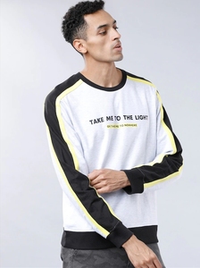 Sudadera Blanca de Cuello Redondo para Hombre, Corte Regular, Diseño con Letras Estampadas, Informal, Tejida, 100% Algodón, para Otoño - Product Image 3