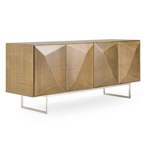 Modern Eco-Friendly Geometric Solid Wood <b>Sideboard</b> 4 Slab Doors Contemporary Living Room Cabinet <b>Storage</b> Apartment Hotel - Product Image 1
