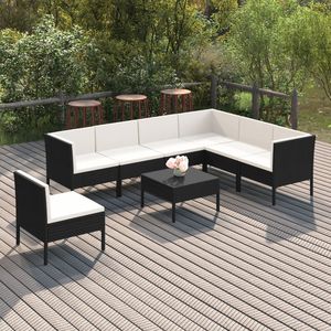 Set Lounge Modulare da Giardino in Rattan PE a 8 Pezzi, Arredamento da Esterno Nero dal Design Contemporaneo - Product Image 3